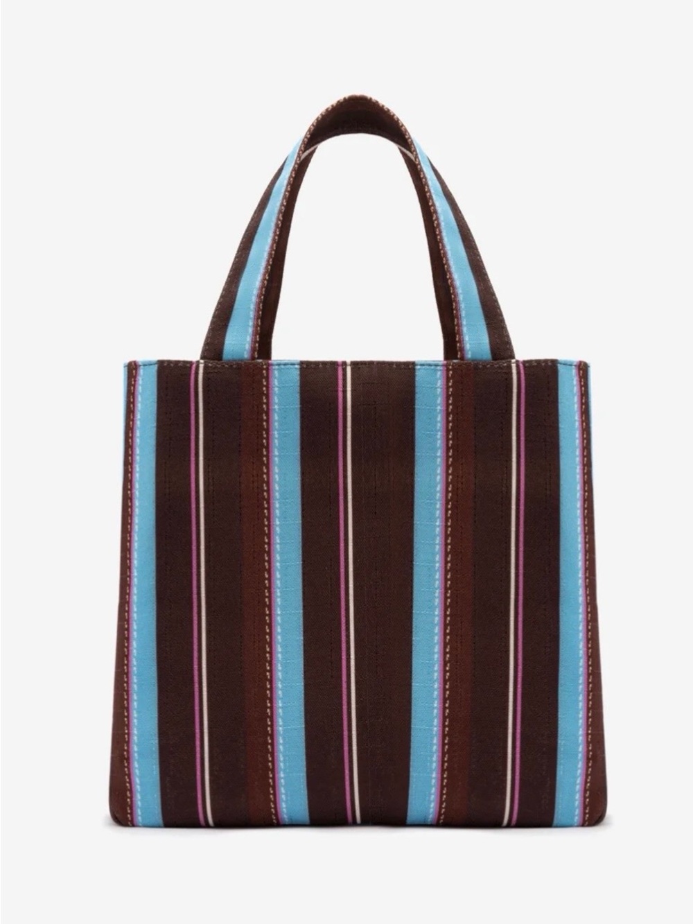 Larroude Striped Brown & Blue Embroidered Tote Bag - Women - Picture 4 of 11